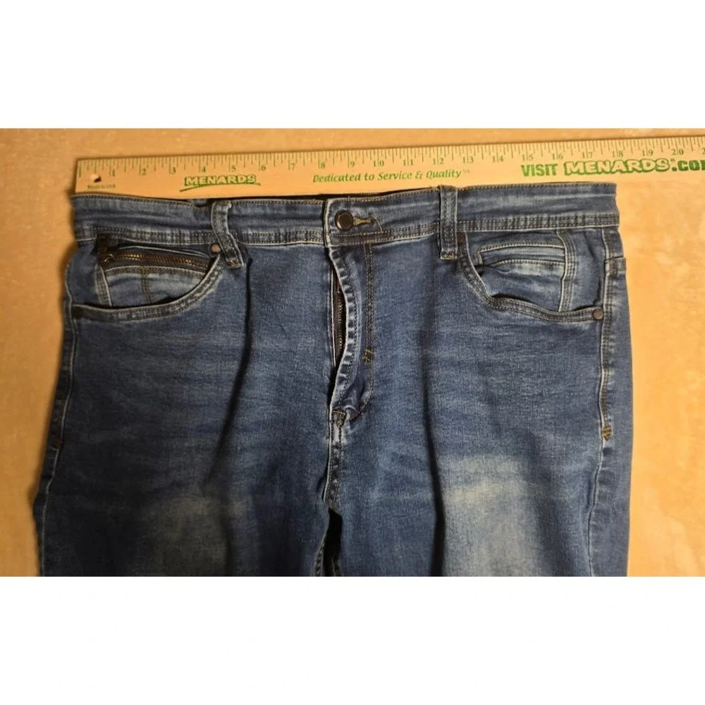 Steve's Jeans Mens 38x32 Blue Straight Leg Stretch Denim Pants Zipper Pocket 897